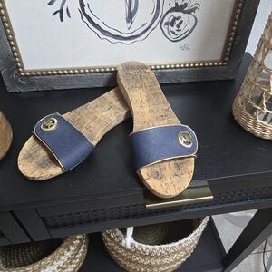 Michael Kors Blue Cork Slide Sandals